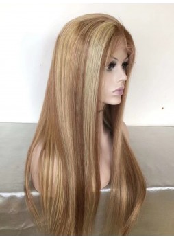 Elwigs custom order Full lace wig pre plucked hair line baby hair highlight color 8/613 100% human hair 8A + quality straight